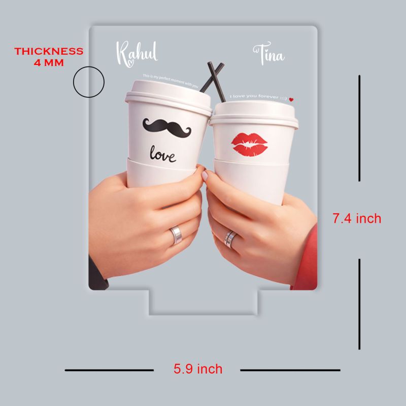 Personalized Coffee Cups Cute LED Night Light Customizable Names, Multicolor Changing Light Gift for Valentines Day, Girlfriend Boyfriend Romantic Gift